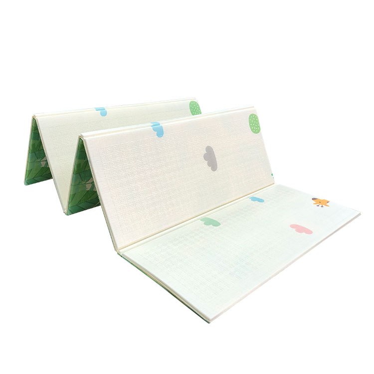 Foldable XPE play mat showing its folding structure and printed surface